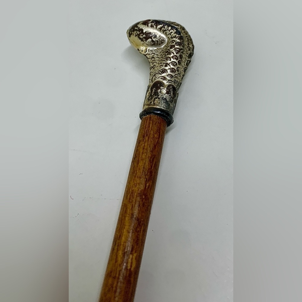 Antique Metal Ball & Claw Handle Wooden Novelty Cane